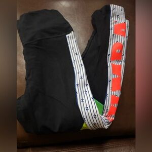 New Zumba Black  Leggings with orange and Blue Accents